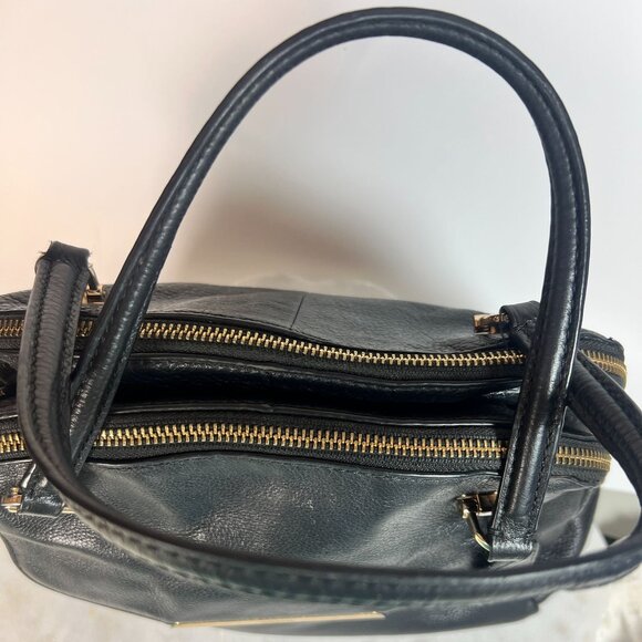 Coach Black Leather Double-Zip Satchel Cross Body Bag two Handles 2014 Madison - Picture 4 of 12